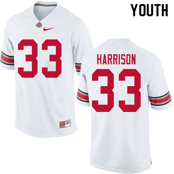 Ohio State Buckeyes Zach Harrison Youth #33 White Authentic Stitched College Football Jersey